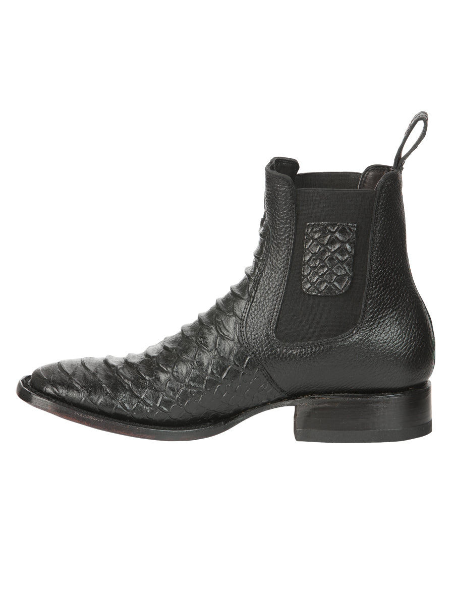 El General Men’s Python Imitation Black Ankle Boots 45093