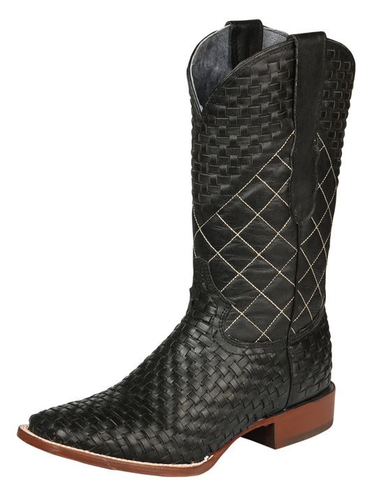 El General Men's Rodeo Boots Petatillo Leather - Black 45438