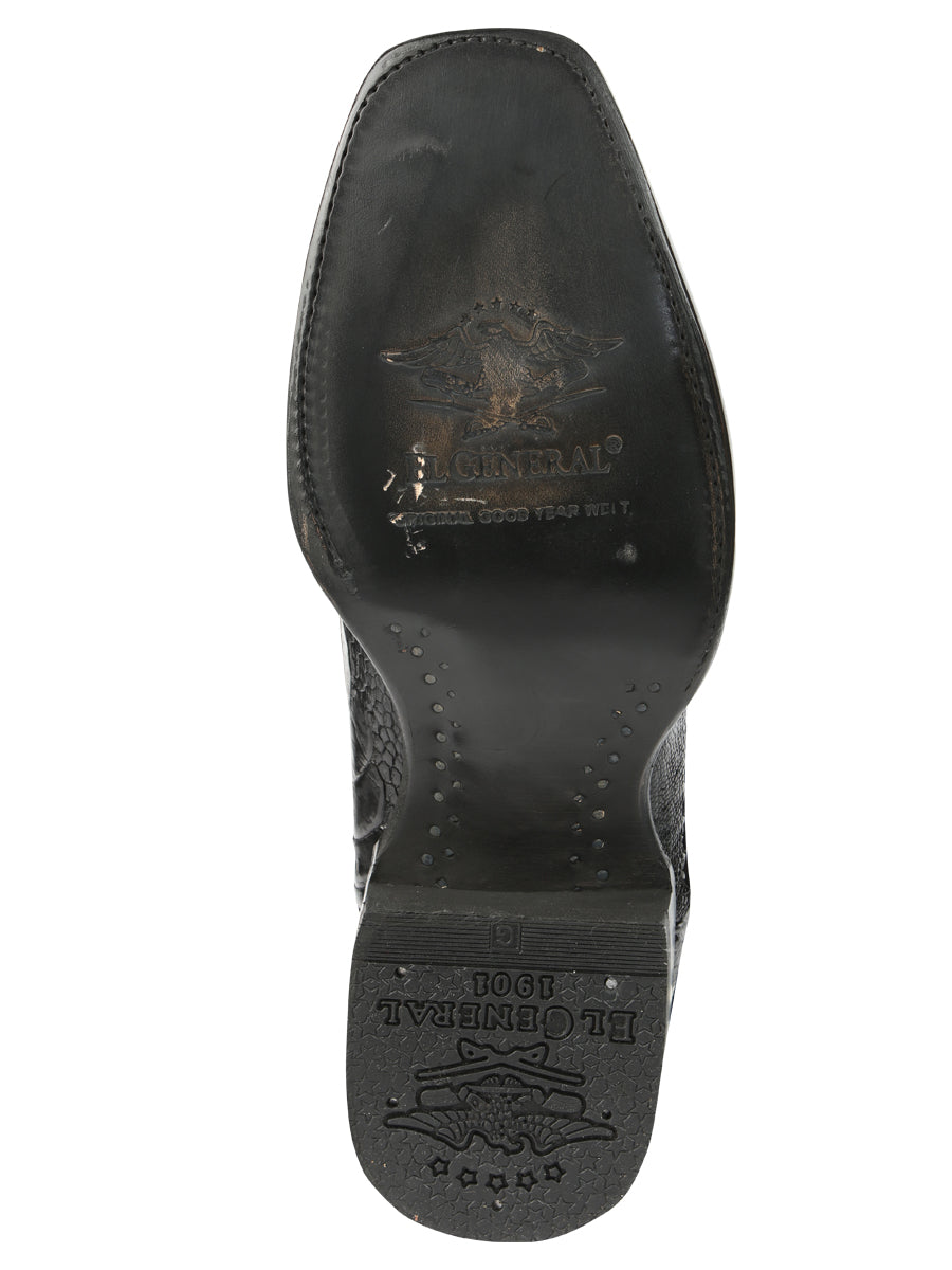 Botas vaqueras exóticas de pata de avestruz para hombre de El General - Negras 45510