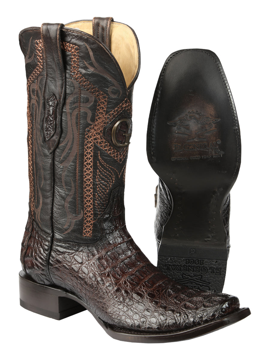 El General Men's Exotic Caiman Nuca Cowboy Boots - Brown 45522