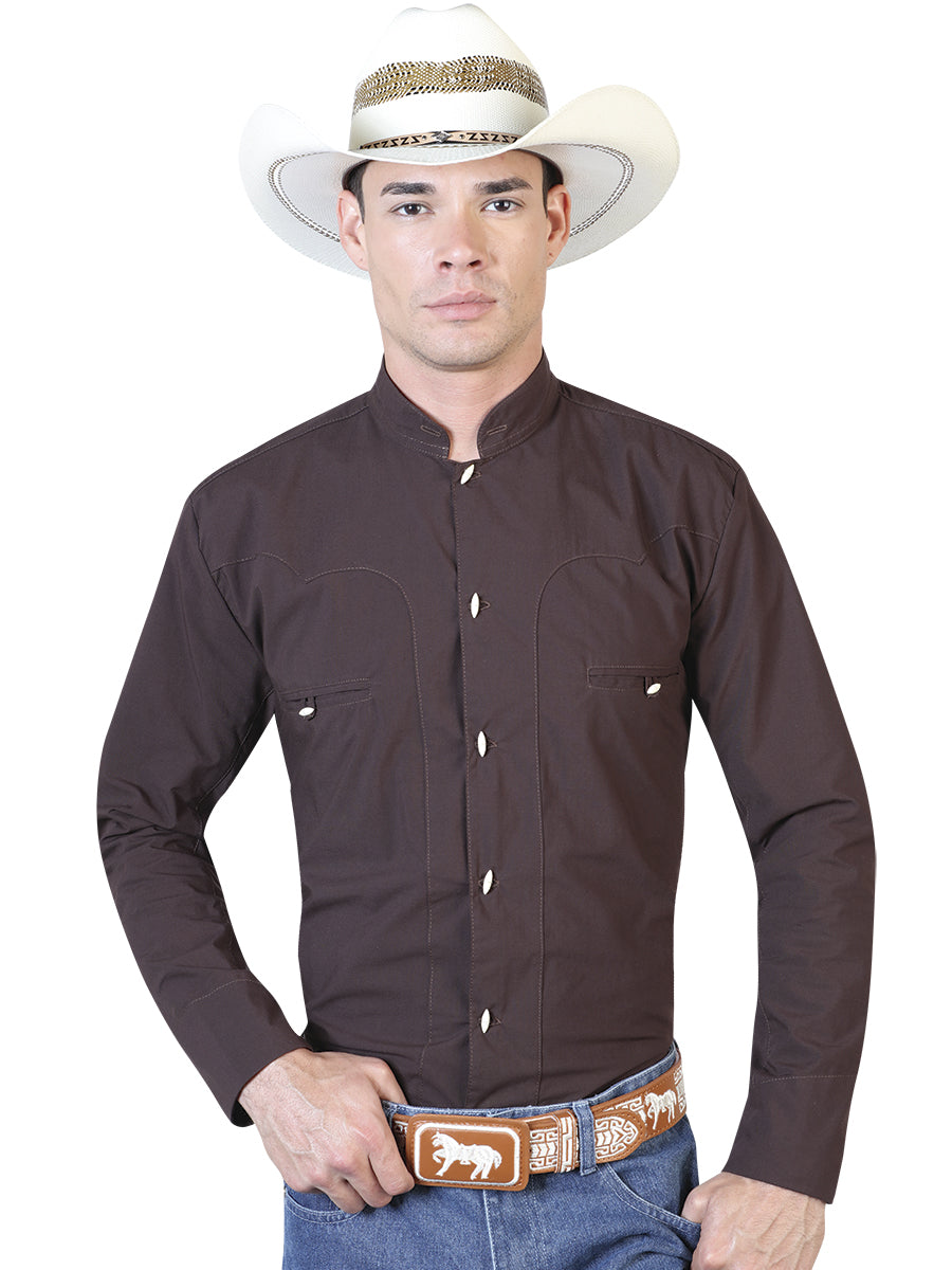 Camisa Charro Manga Larga Marrón 124911