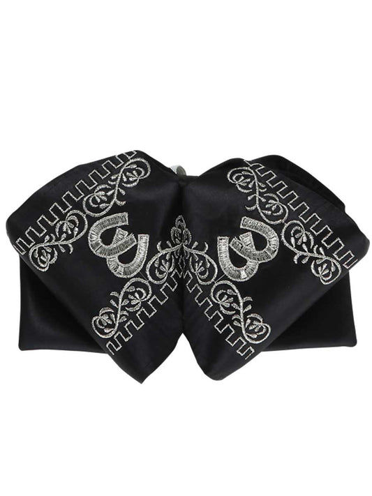 Adult 
Mexican Charro Bow Tie 100% Polyester Black/Silver  600134