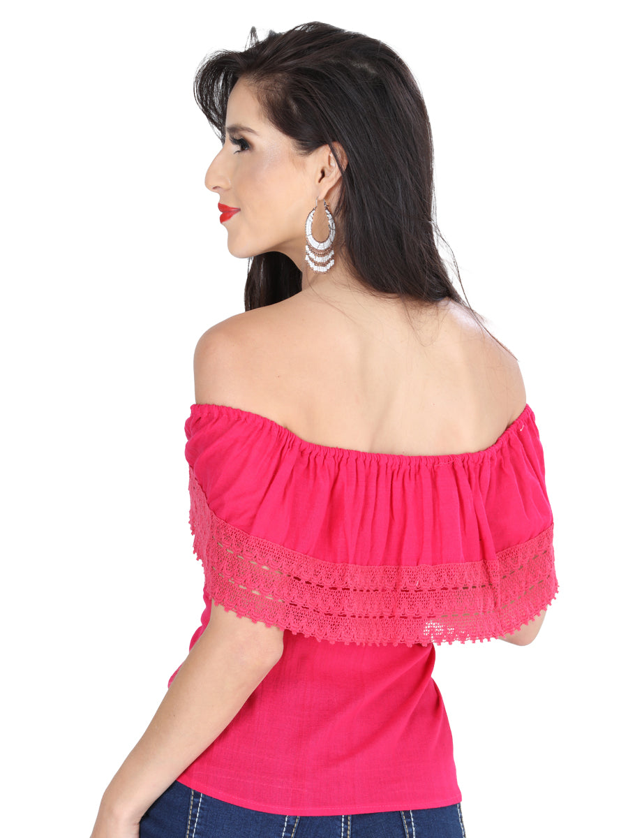 Blusa Bordada Artesanal 50% Algodón, %50 Poliéster Rosa 601287