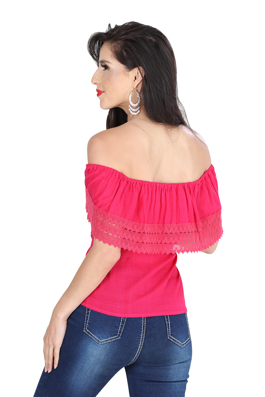 Blusa Bordada Artesanal 50% Algodón, %50 Poliéster Rosa 601287