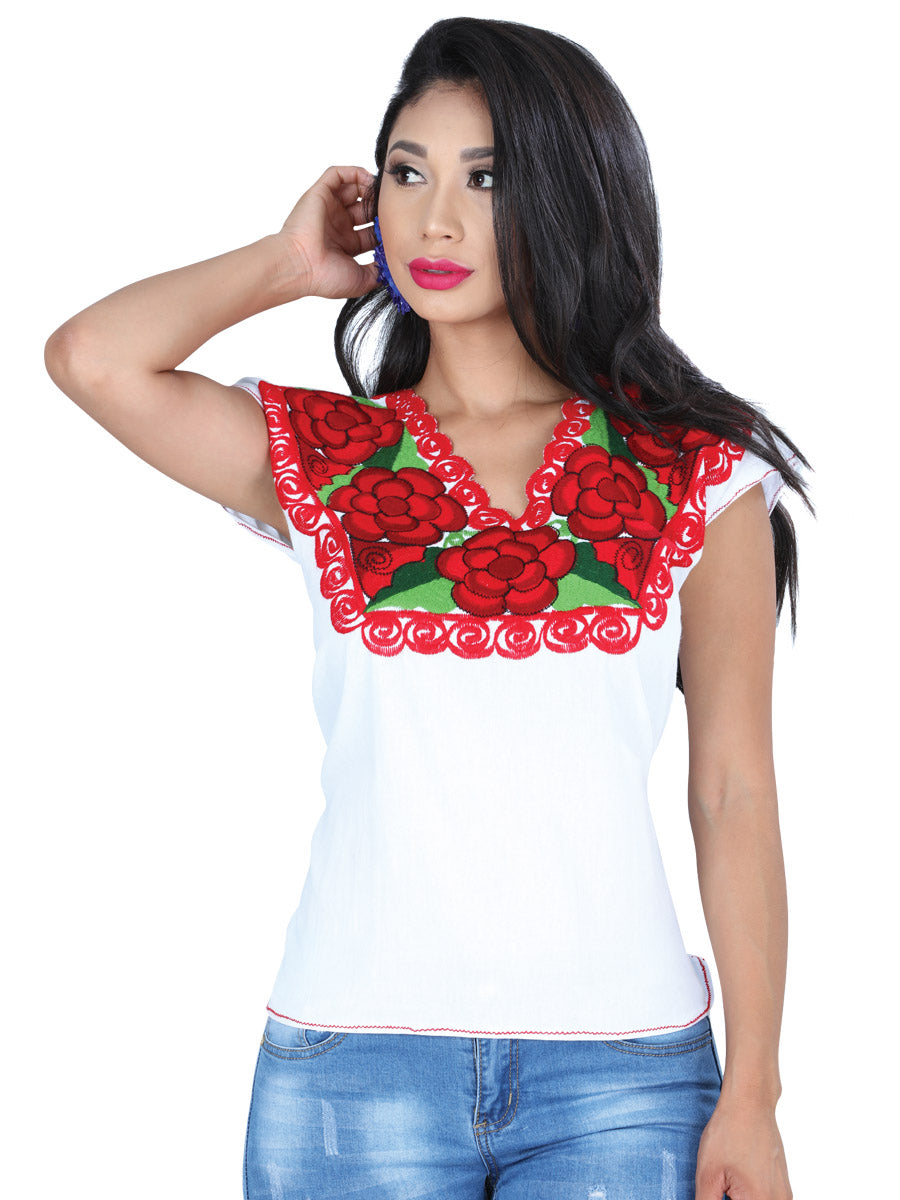 Blusa Bordada Artesanal 100% Algodón Blanca 601401