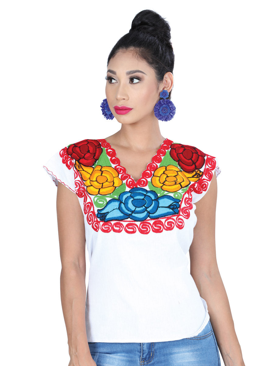 Blusa Bordada Artesanal 100% Algodón Blanca 601403