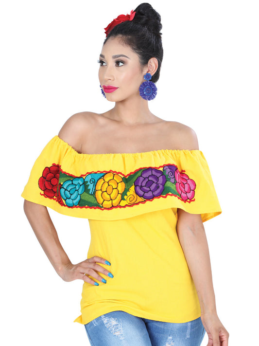 Blusa Bordada Artesanal 100% Algodón Amarillo 601434