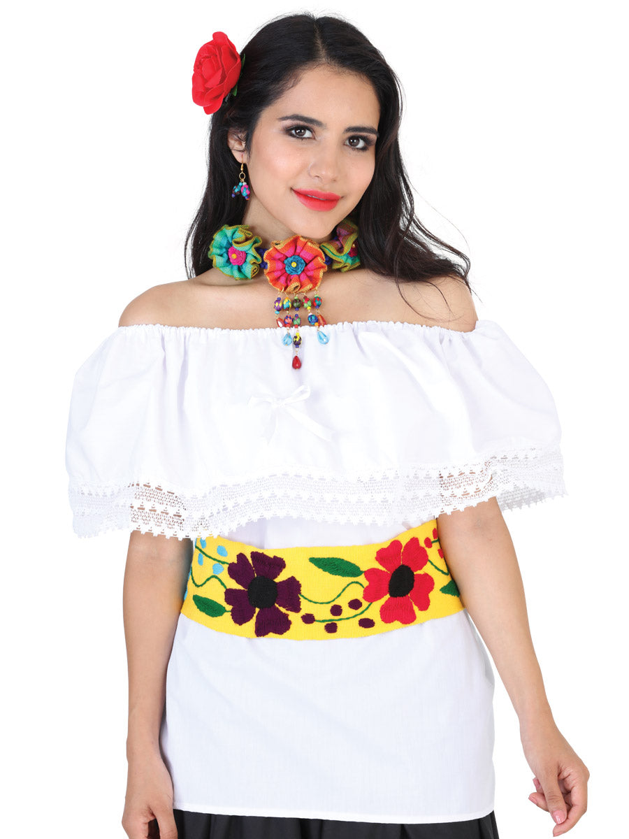 Mexican Artisanal Blouse  50% Cotton, %50 Polyester White  602093