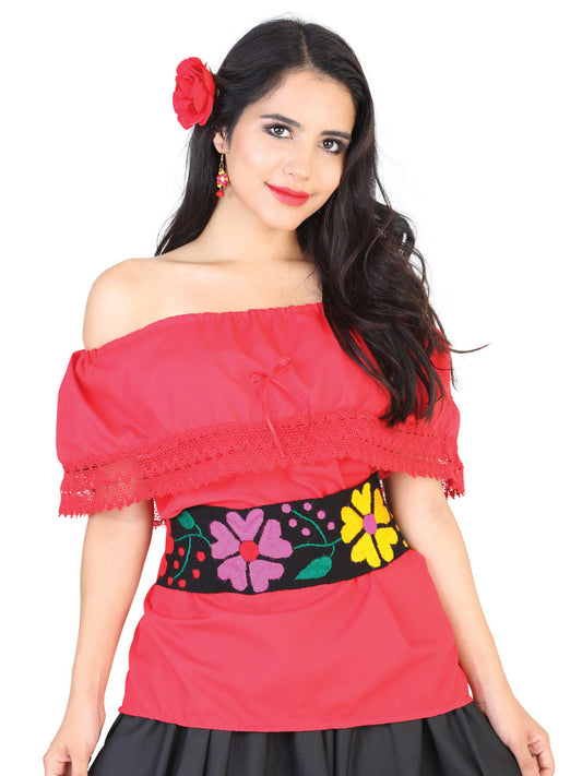 Blusa Artesanal Mexicana 50% Algodón, %50 Poliéster Roja 602094