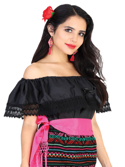 Blusa Artesanal Mexicana 50% Algodón, %50 Poliéster Negra 602095