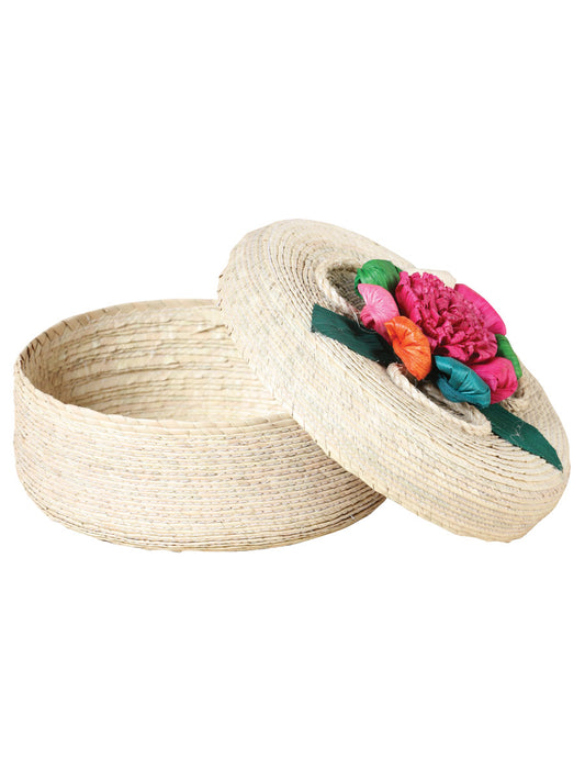 Artisanal Tortilla Warmer 100% Palm Leaf Multicolor Flower 602135