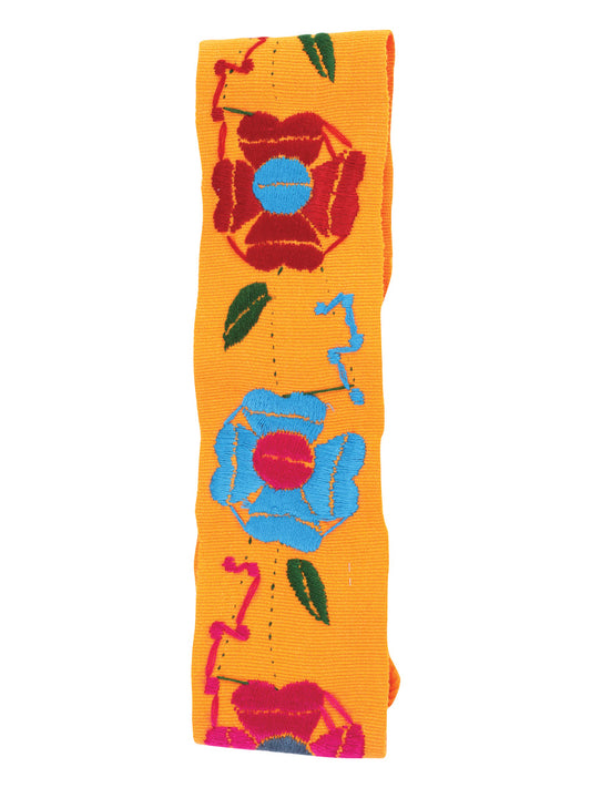 Artisanal Embroidered Belt Floral 100% Acrylic Orange 602258