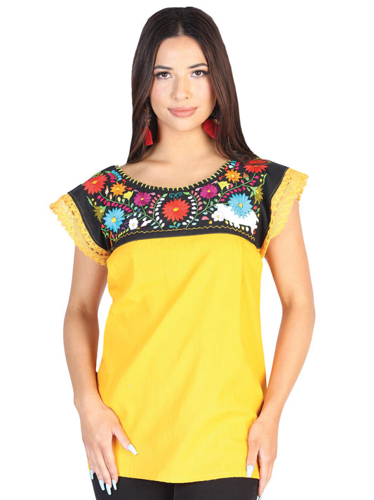 Blusa Bordada Artesanal 50% Algodón 50% Poliéster Amarillo 602479