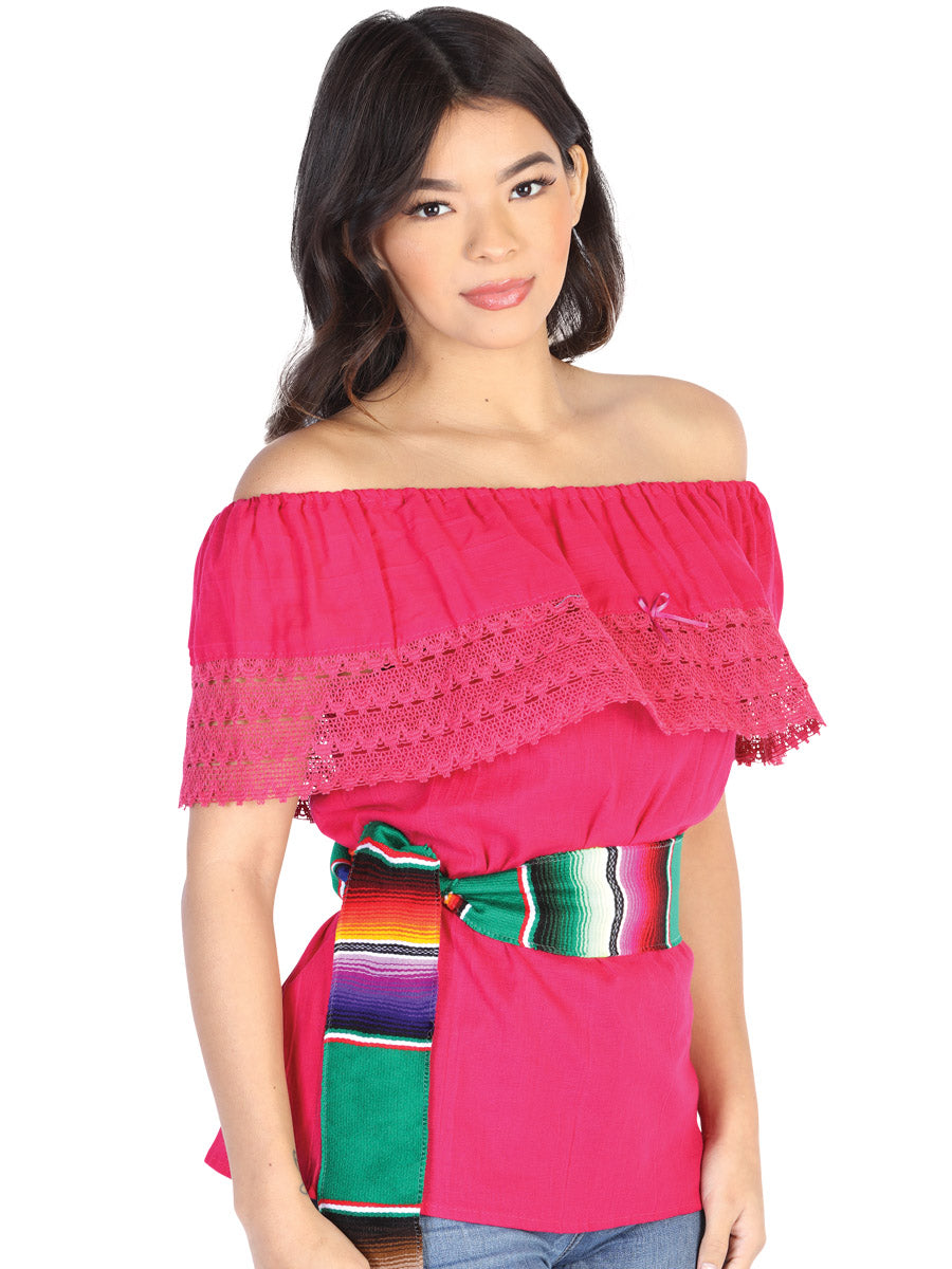 Blusa Artesanal Mexicana 50% Algodón, %50 Poliéster Fucsia 602489