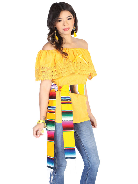 Blusa Artesanal Mexicana 50% Algodón, %50 Poliéster Amarillo 602529