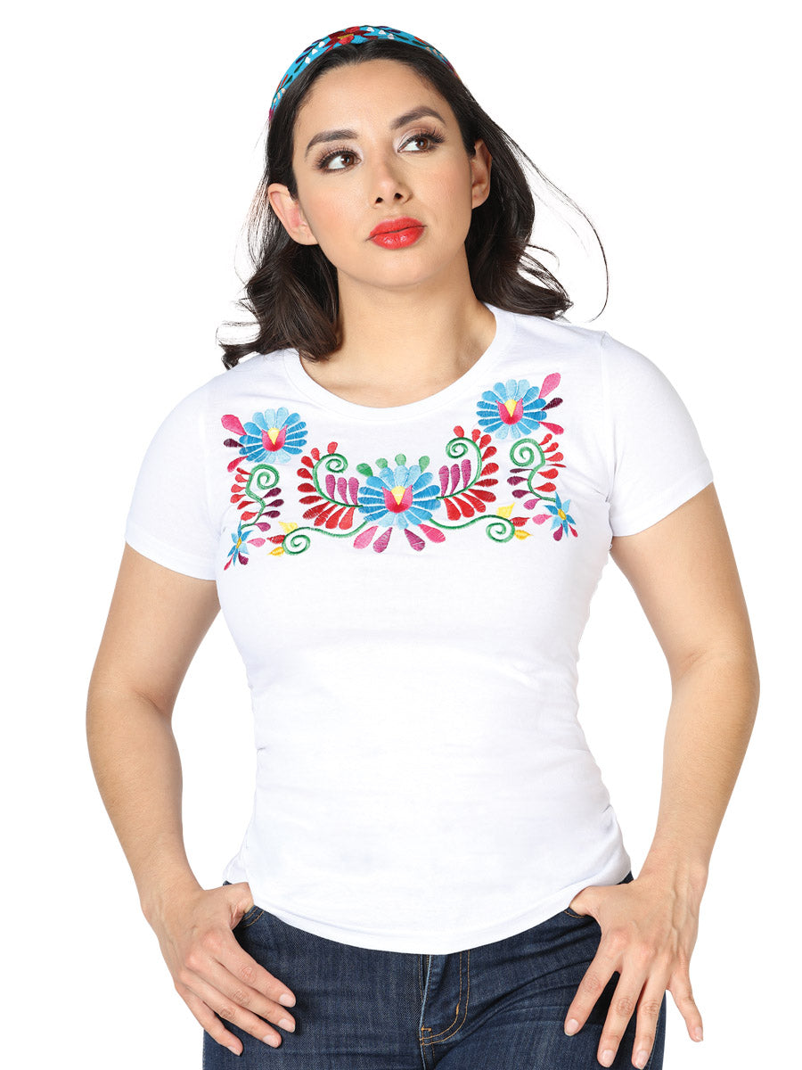 Camiseta bordada artesanal blanca 602757
