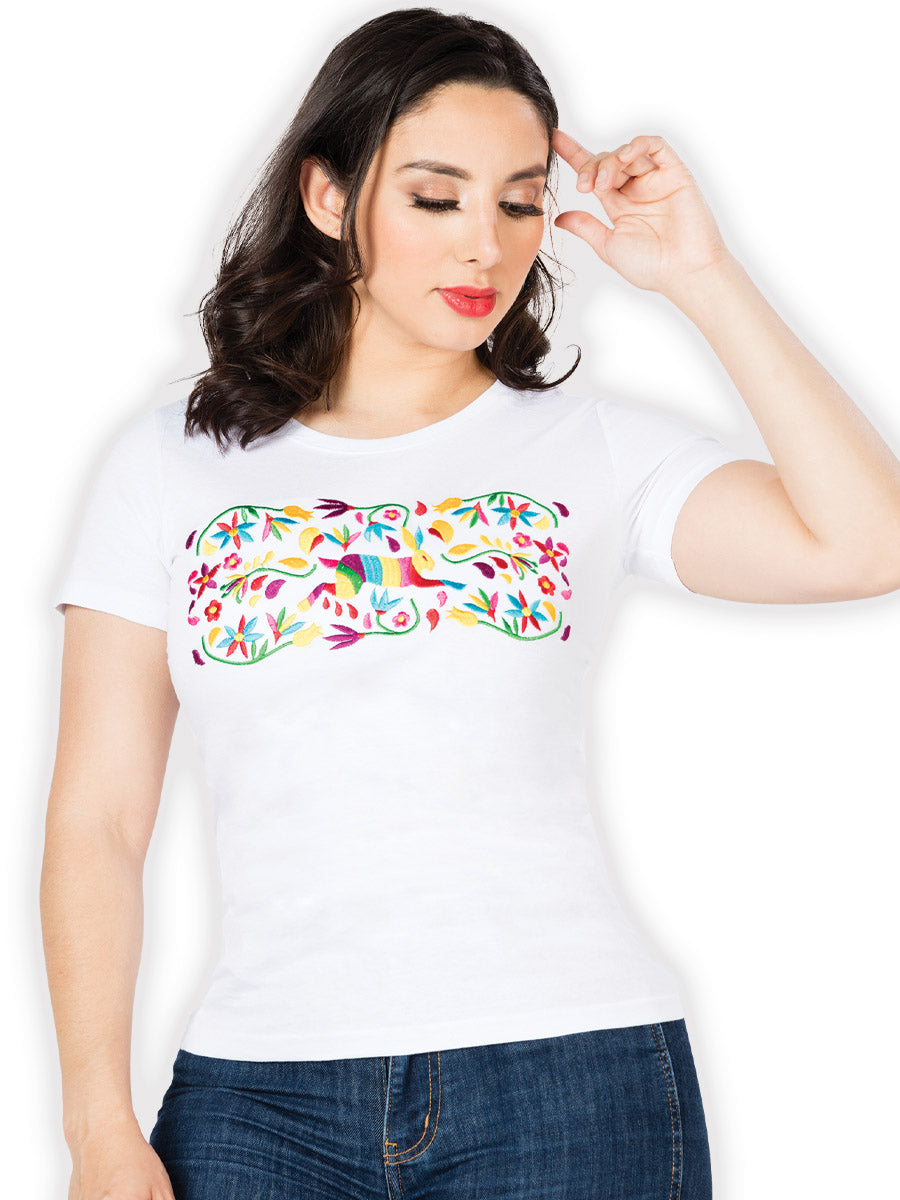 Camiseta bordada artesanal blanca 602760
