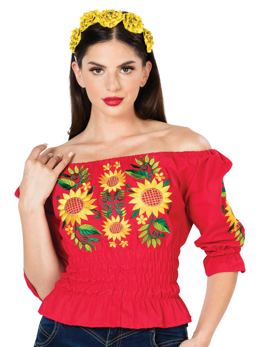 Blusa Bordada Artesanal 100% Algodón Roja 603045