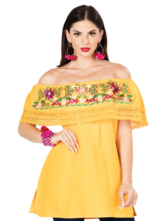 Blusa Bordada Artesanal 100% Algodón Amarillo 603051
