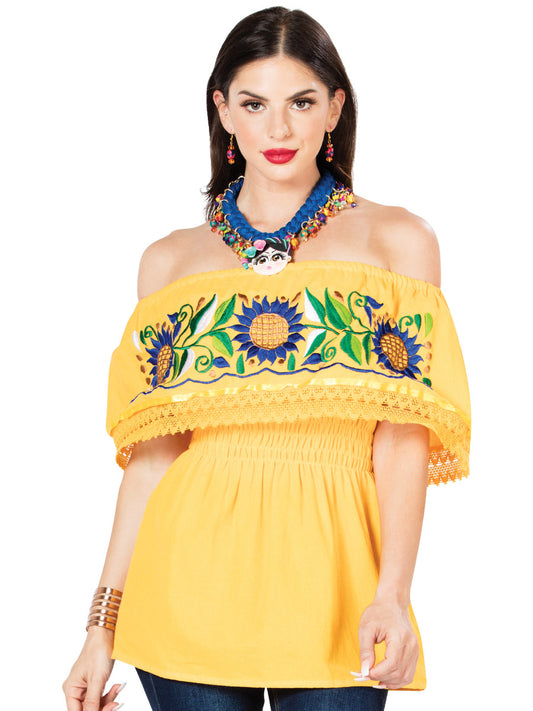 Blusa Bordada Artesanal 100% Algodón Amarillo 603063