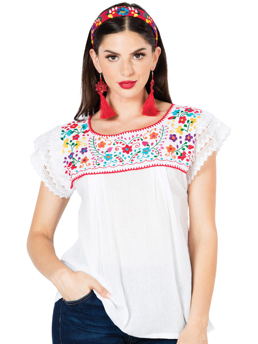 Blusa Bordada Artesanal 100% Algodón Blanca 603096