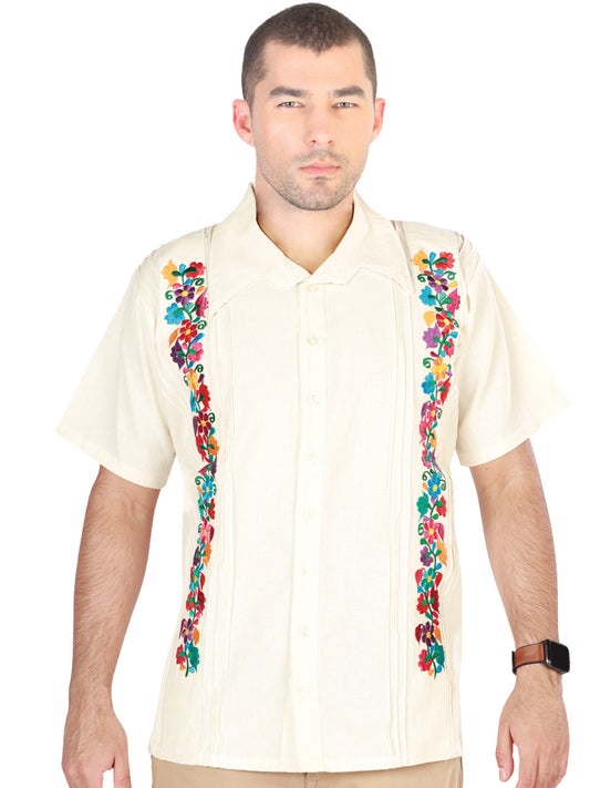 Mexican Embroidered Guayabera 100% Cotton Beige 603112