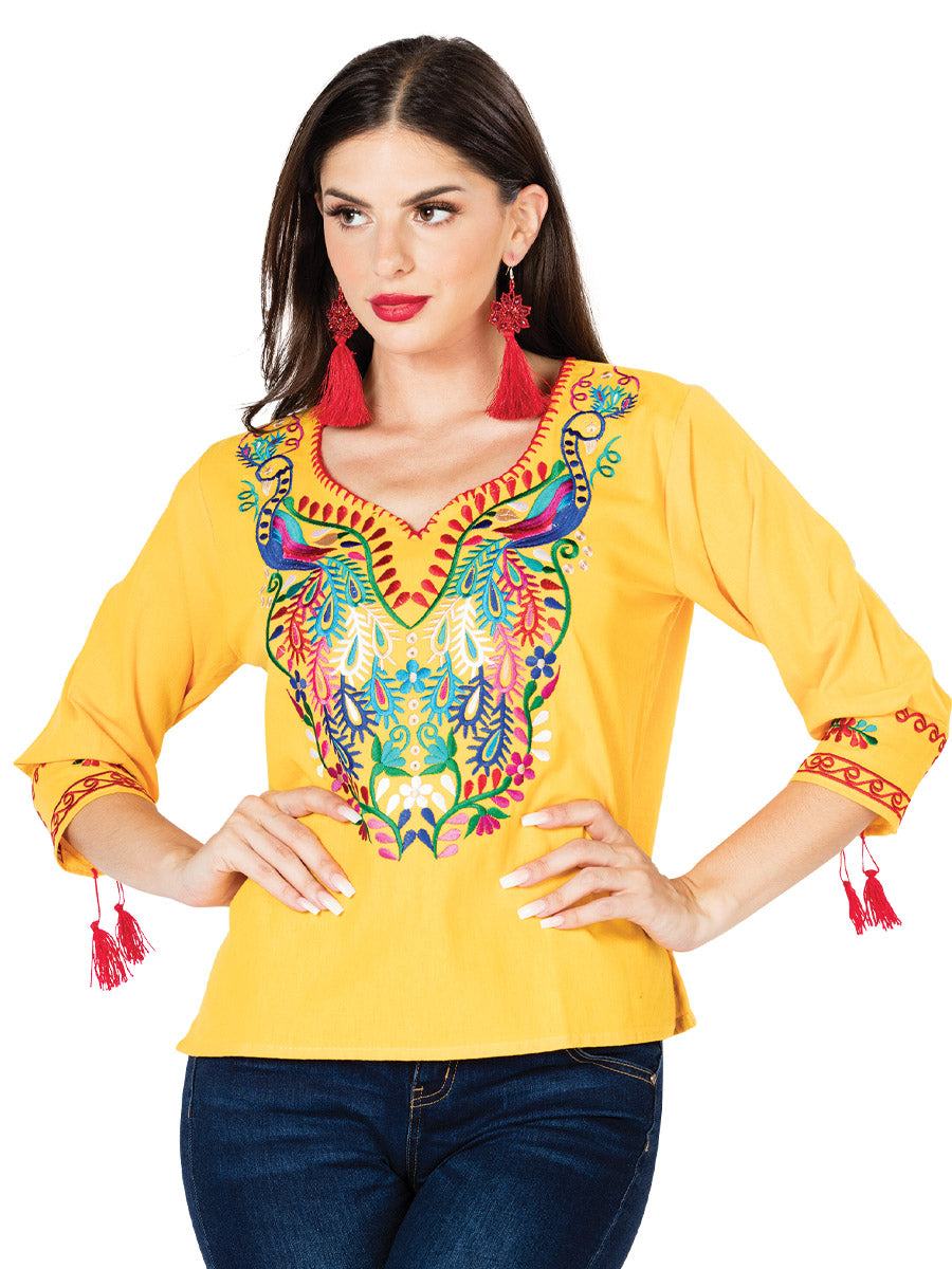 Blusa Bordada Artesanal 100% Algodón Amarillo 603180