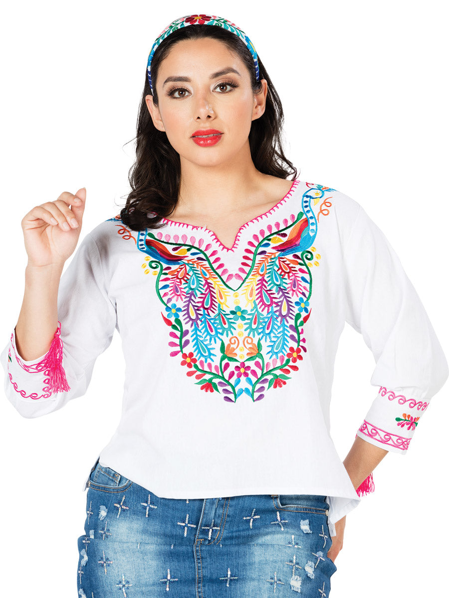 Blusa Bordada Artesanal 100% Algodón Blanca 603182