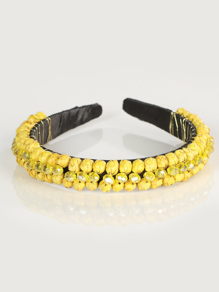 Artisanal Handcrafted Headband 100% Leaf Palm Yellow 603272