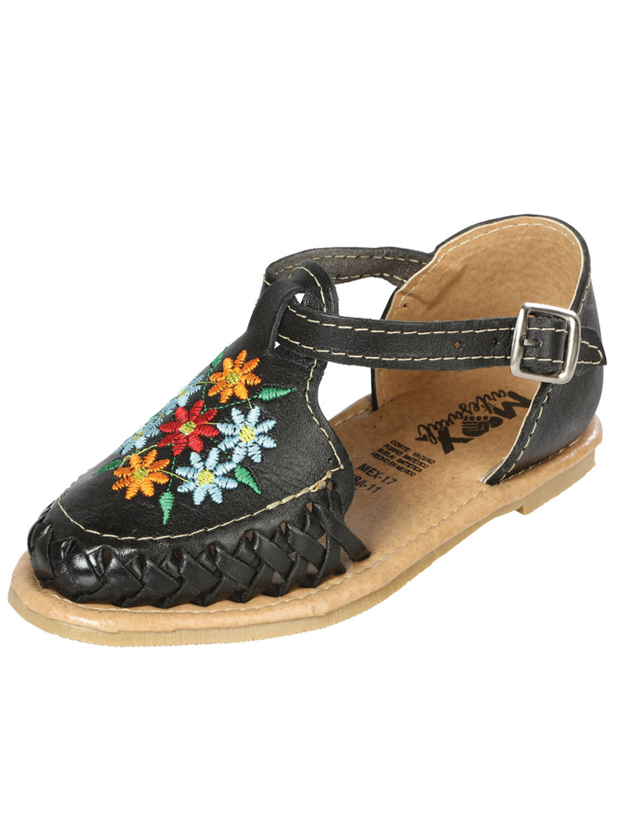 Sandalias Mexicanas Artesanales Piel Negra 603481