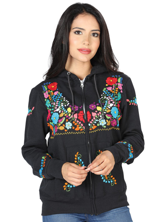 Sudadera Bordada Artesanal 50% Algodón, 50% Poliéster Negra 603511