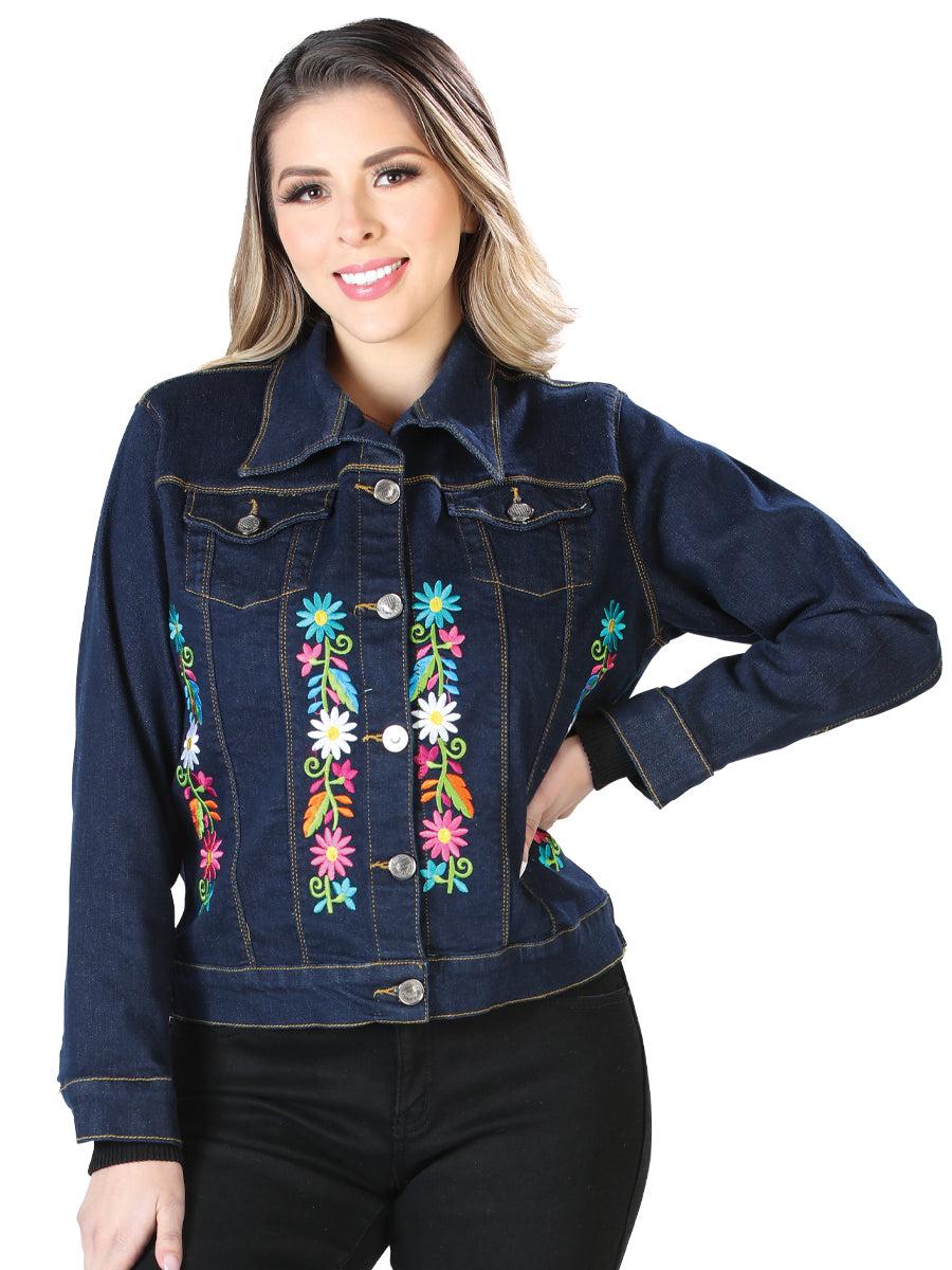 Chaqueta Bordada Artesanal 50% Algodón, 50% Poliéster Azul 603829