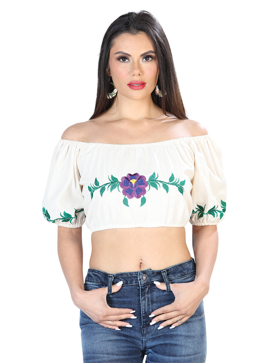 Blusa Bordada Artesanal 100% Algodón Beige 603891