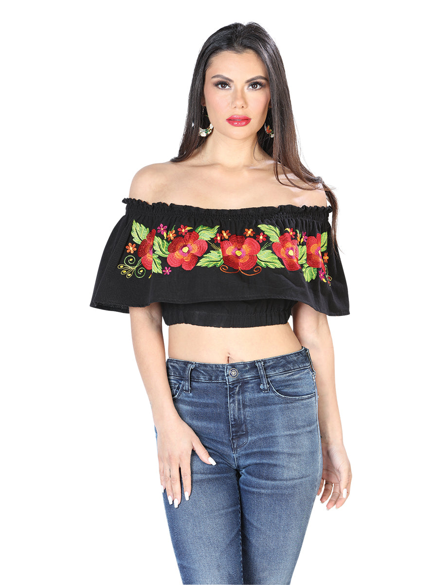 Blusa Bordada Artesanal 100% Algodón Negra 603894