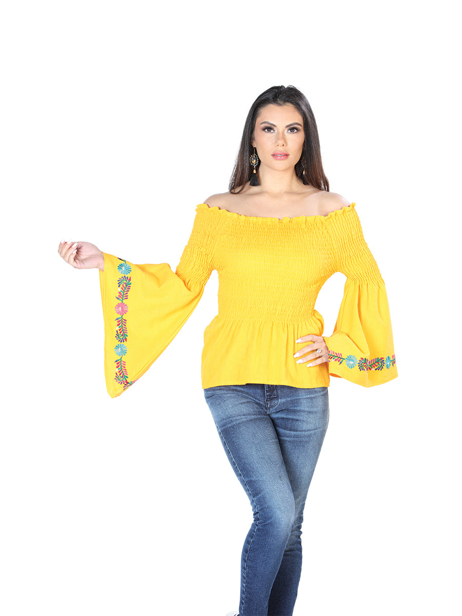 Blusa Bordada Artesanal 100% Algodón Amarilla 603899