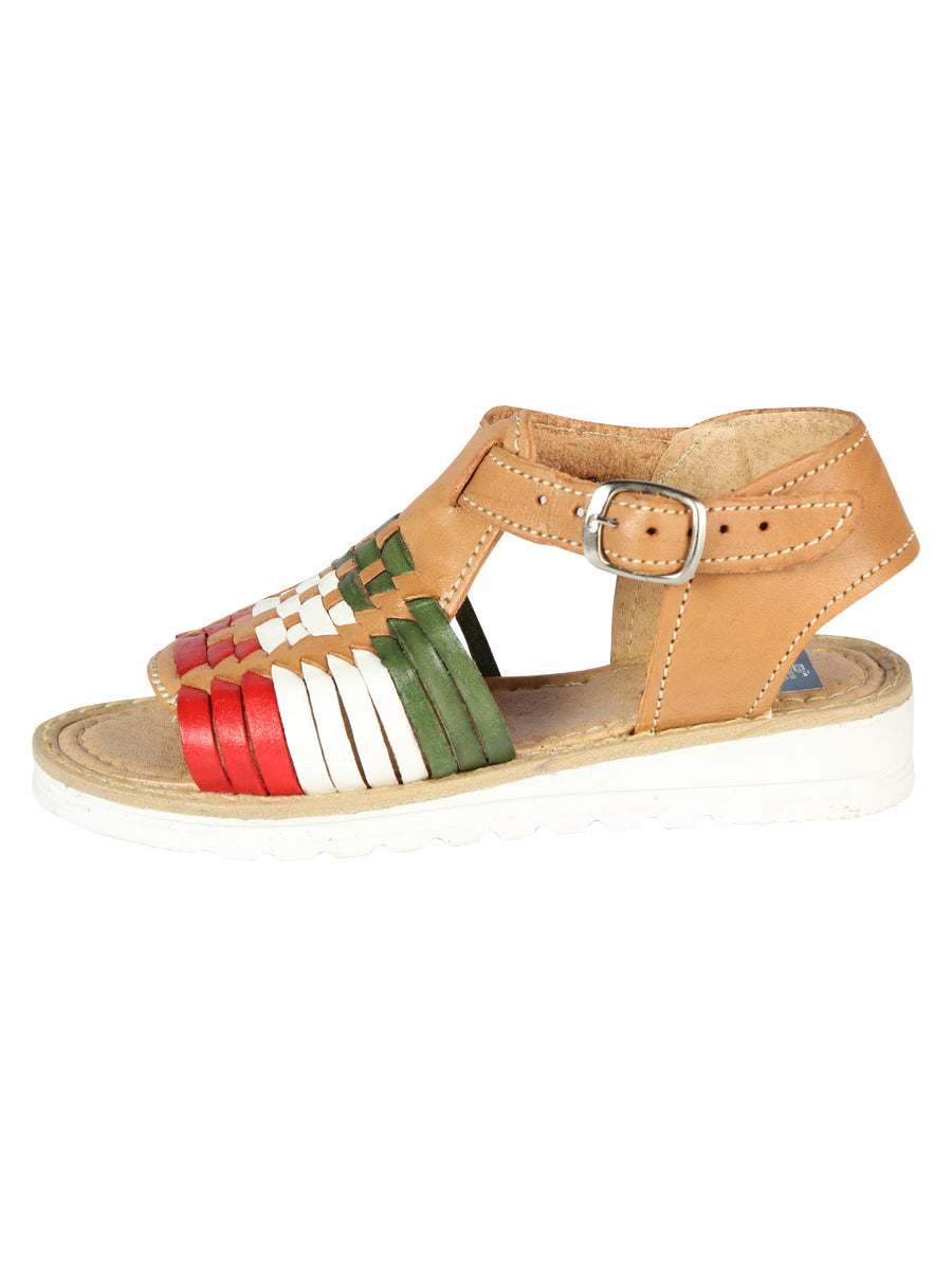Sandalias Artesanales Mexicanas de Piel Tricolor 603943