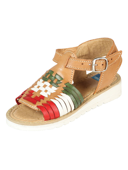 Sandalias Artesanales Mexicanas de Piel Tricolor 603943
