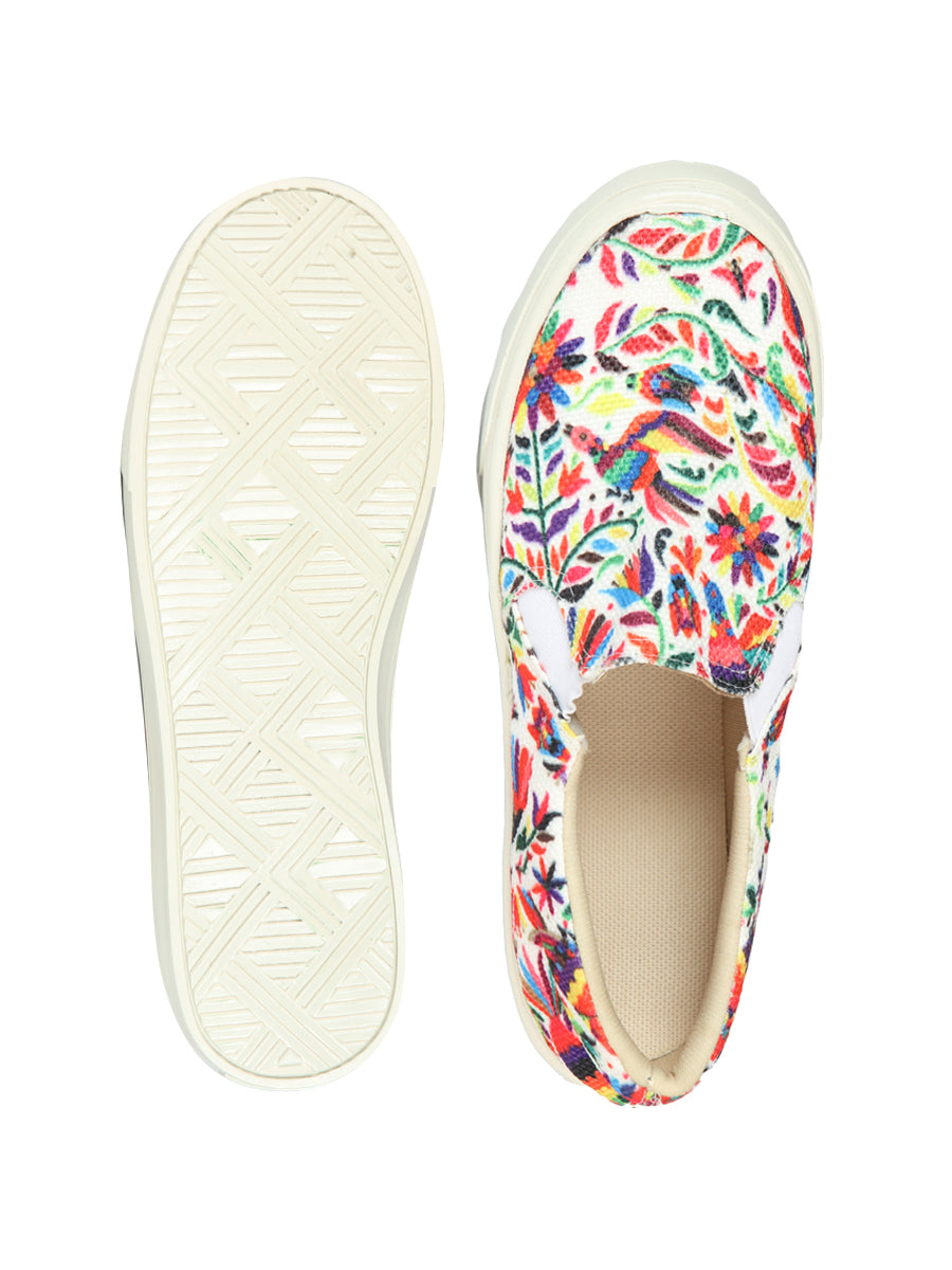 Tenis artesanales mexicanos de yute 50% algodón, 50% poliéster blanco 603956