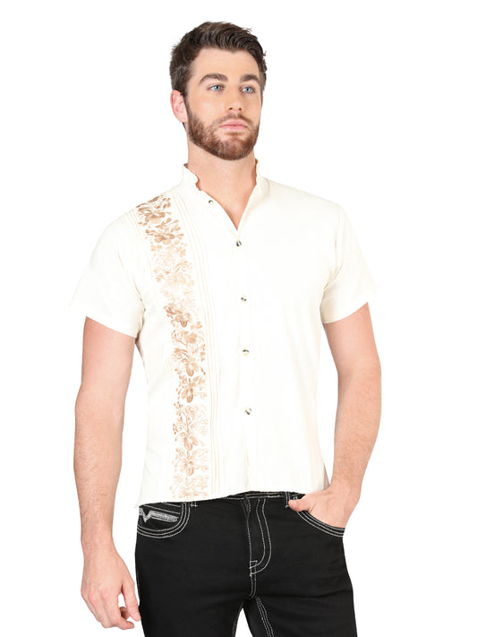 Mexican Embroidered Guayabera 100% Cotton Beige 604004