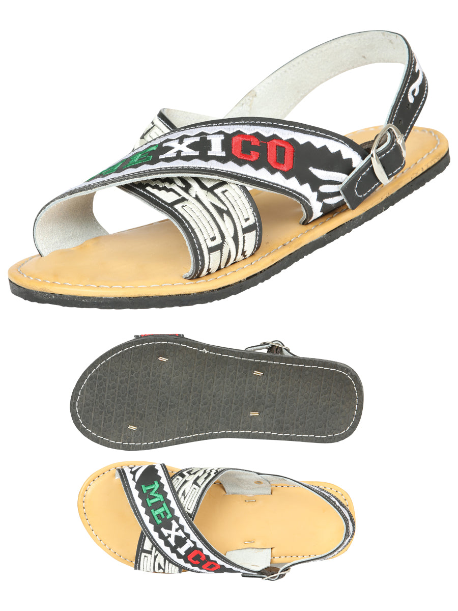 Sandalias Artesanales Mexicanas 50% Piel, 50% Sintético Negro 604033